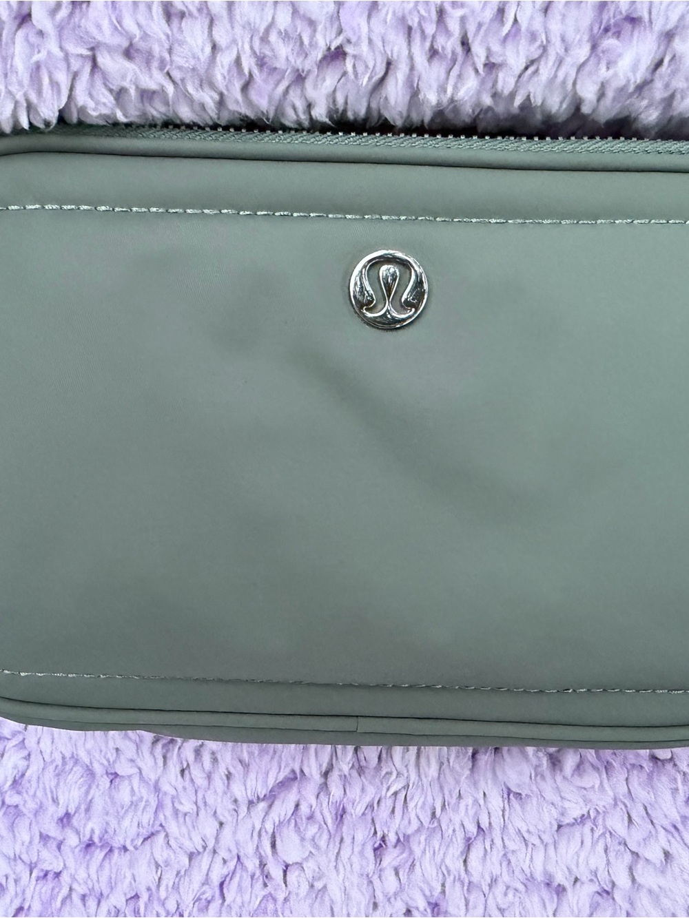 lululemon athletica Sage Green Cosmetic Pouch with Silver Logo